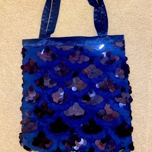 NWOT Blue Sequin Shimmer Tote Purse